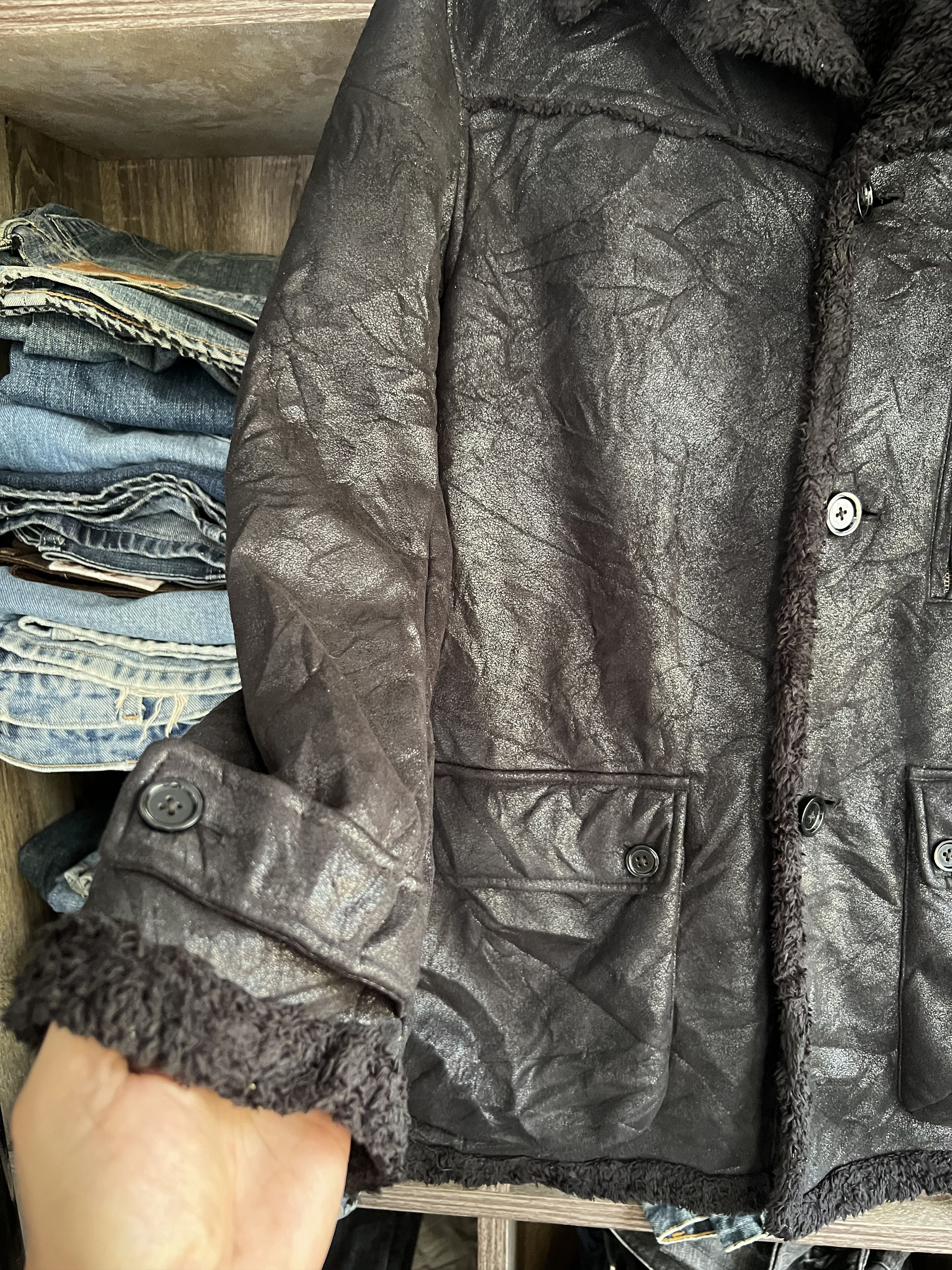 Kansai Yamamoto 🔥Black Kansai Jeans Shearling Leather Jackets Size US M / EU 48-50 / 2 - 5 Thumbnail