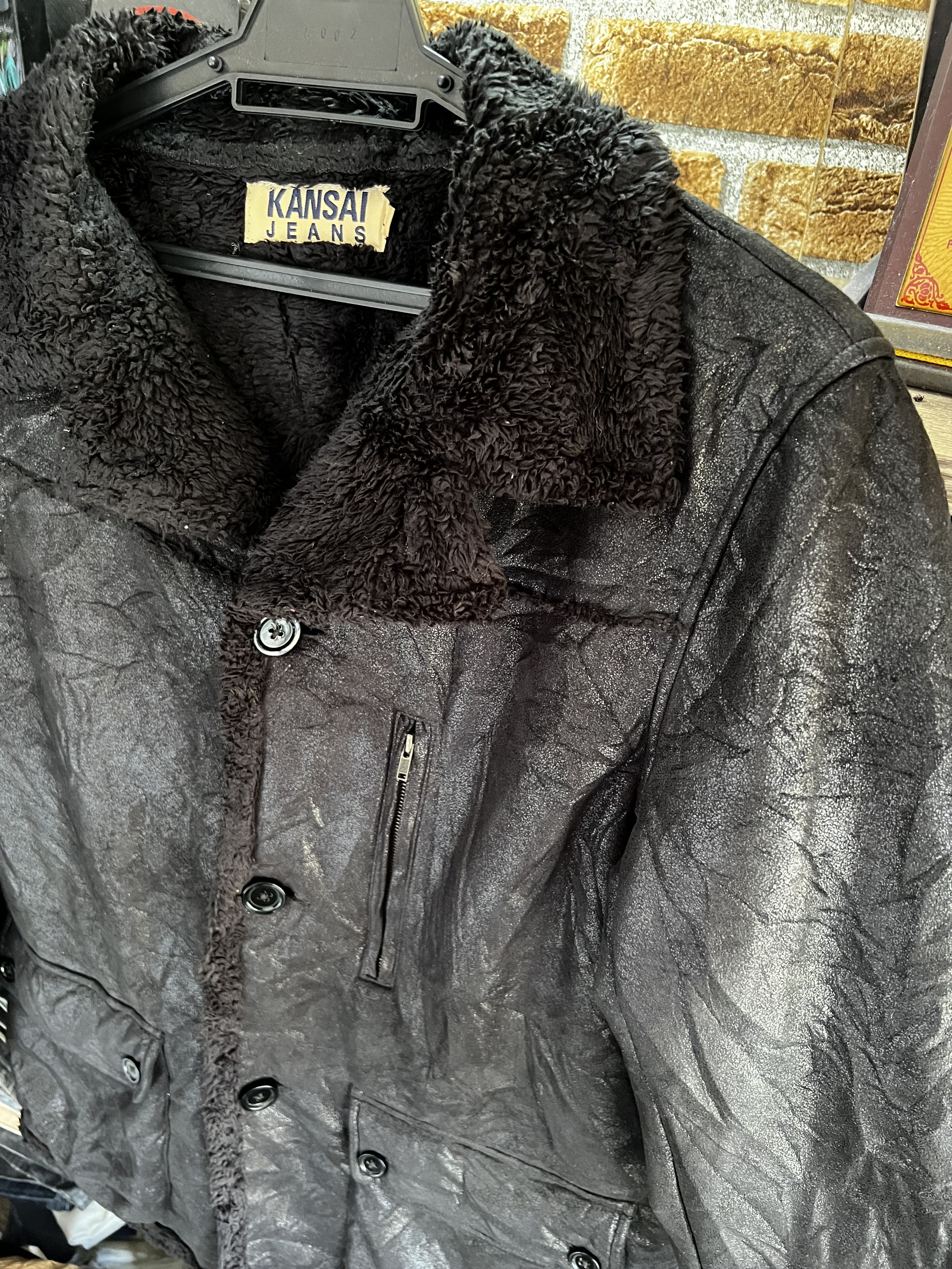 Kansai Yamamoto 🔥Black Kansai Jeans Shearling Leather Jackets Size US M / EU 48-50 / 2 - 6 Thumbnail