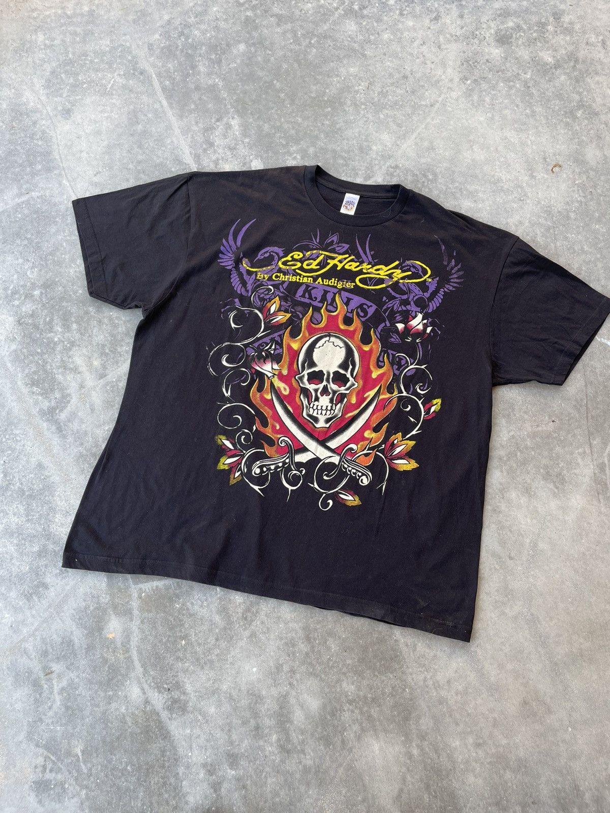 Ed Hardy × Vintage vintage y2k ed hardy skull & flames oversized t-shirt Size US XXL / EU 58 / 5 - 1 Thumbnail