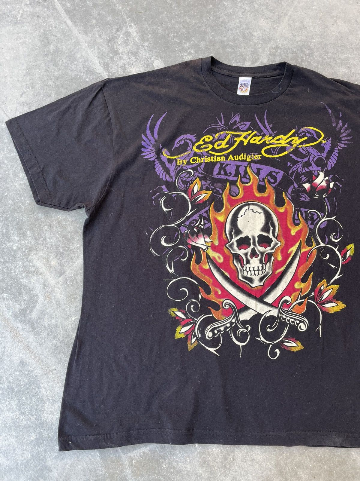 Ed Hardy × Vintage vintage y2k ed hardy skull & flames oversized t-shirt Size US XXL / EU 58 / 5 - 2 Thumbnail