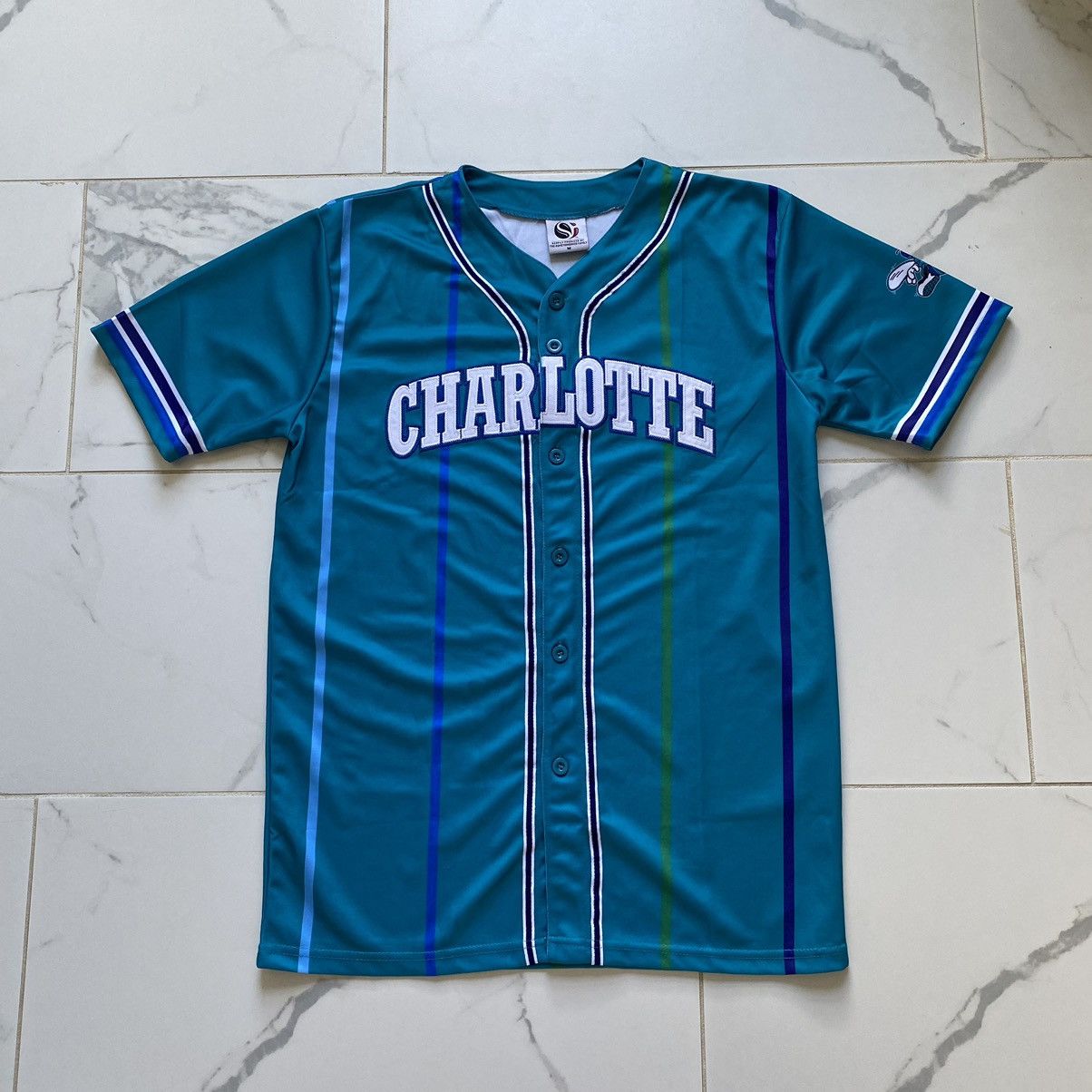 🔥🚨Vintage Chalk Line Medium Charlotte Hornets Pinstripe Baseball Jersey  EUC