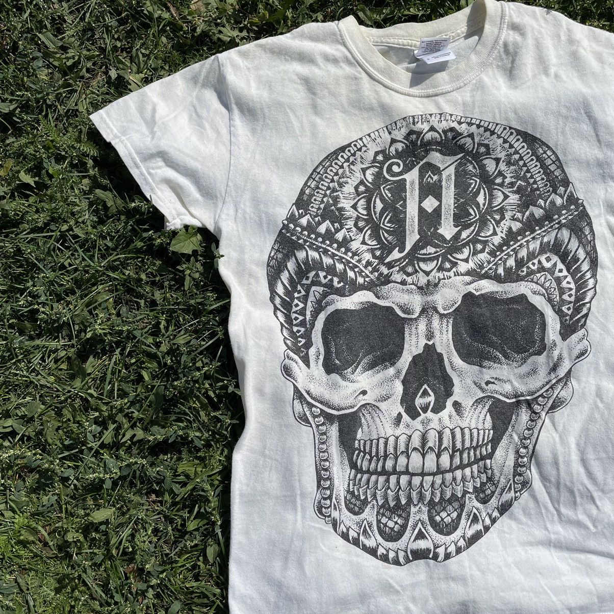 Vintage Vintage Y2K Skull Graphic Tee Sun Faded Goth Punk Slim S Size US S / EU 44-46 / 1 - 3 Thumbnail