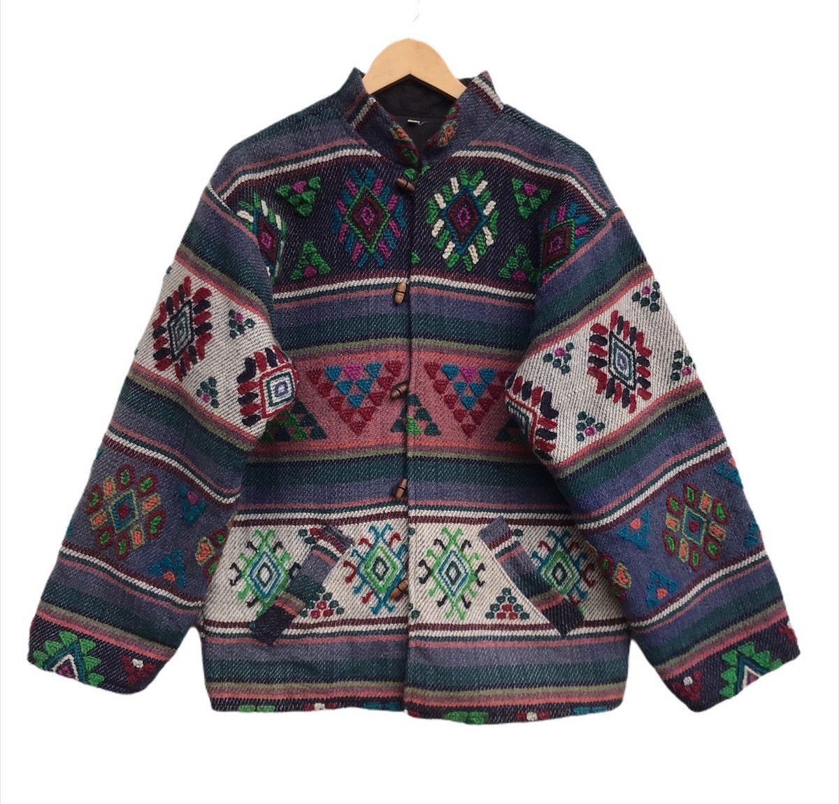 Art Comes First × Japanese Brand Customs Made Navajo Aztec Native Art Tweed Jacket Size US M / EU 48-50 / 2 - 1 Thumbnail