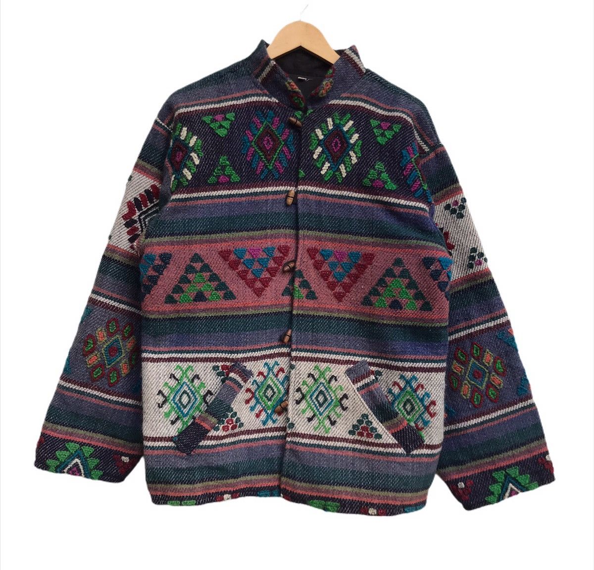 Art Comes First × Japanese Brand Customs Made Navajo Aztec Native Art Tweed Jacket Size US M / EU 48-50 / 2 - 2 Thumbnail