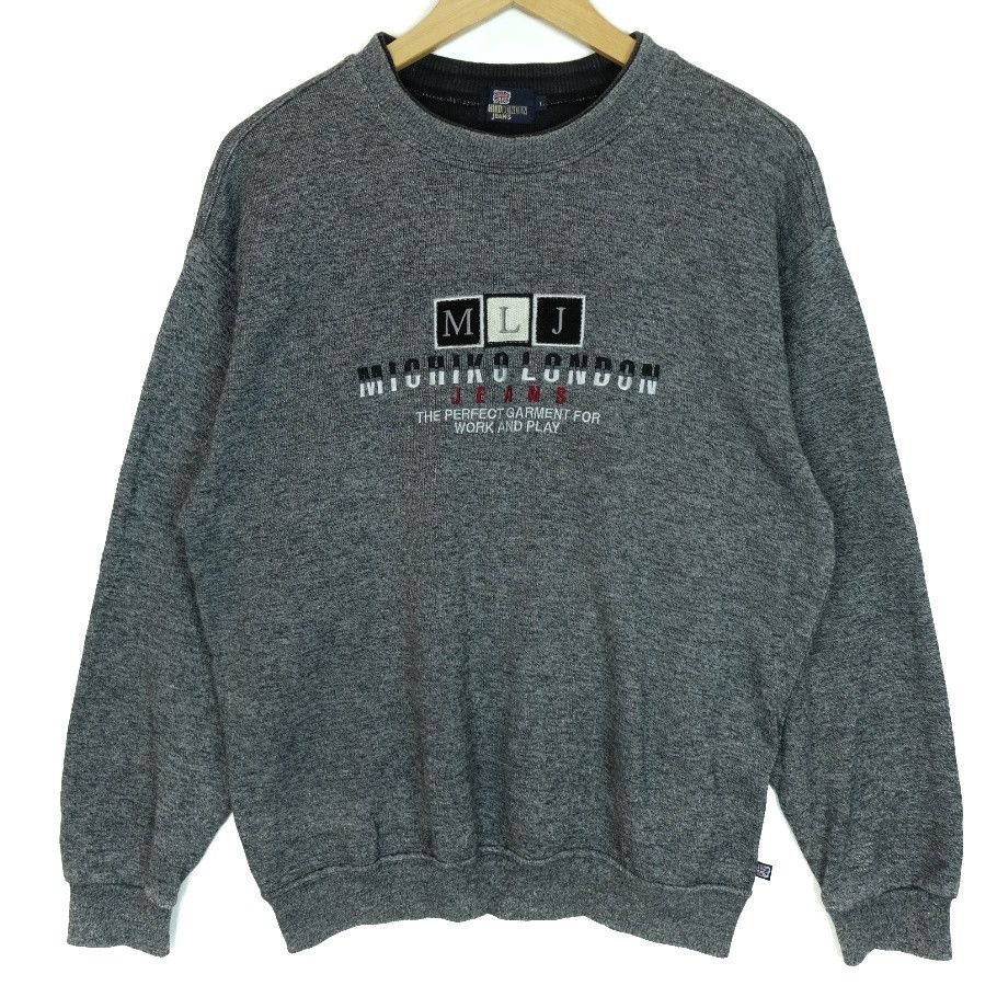Japanese Brand × Michiko Koshino London 2000's MICHIKO LONDON Jeans Big Embroidered Logo Sweatshirt Size US L / EU 52-54 / 3 - 2 Thumbnail