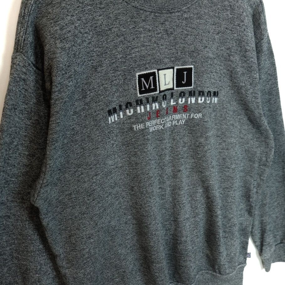 Japanese Brand × Michiko Koshino London 2000's MICHIKO LONDON Jeans Big Embroidered Logo Sweatshirt Size US L / EU 52-54 / 3 - 4 Thumbnail