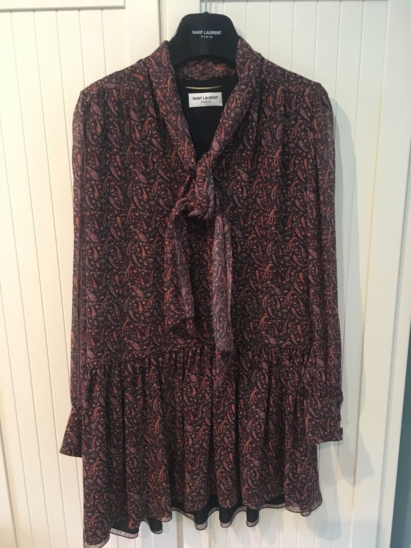 Hedi Slimane × Saint Laurent Paris SS'15 Dress 'Bohéme' in Crepe Silk Size S / US 4 / IT 40 - 2 Thumbnail