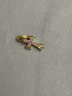 CHROME HEARTS 22K yellow gold TINY BABY FAT CROSS STUD Earring