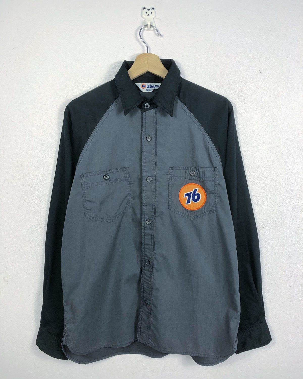 image of Union 76 Lubricant Racing Button Ups in Grey Black, Men's (Size Medium)