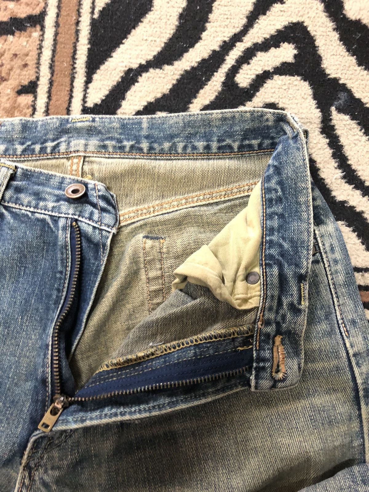 Edwin × Vintage VINTAGE SELVEDGE EDWIN 505XX DISTRESSED GRUNGE DENIM Size US 29 - 6 Thumbnail