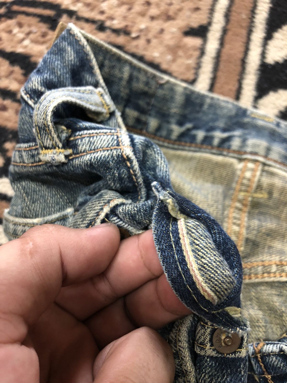 Edwin × Vintage VINTAGE SELVEDGE EDWIN 505XX DISTRESSED GRUNGE DENIM Size US 29 - 4 Thumbnail