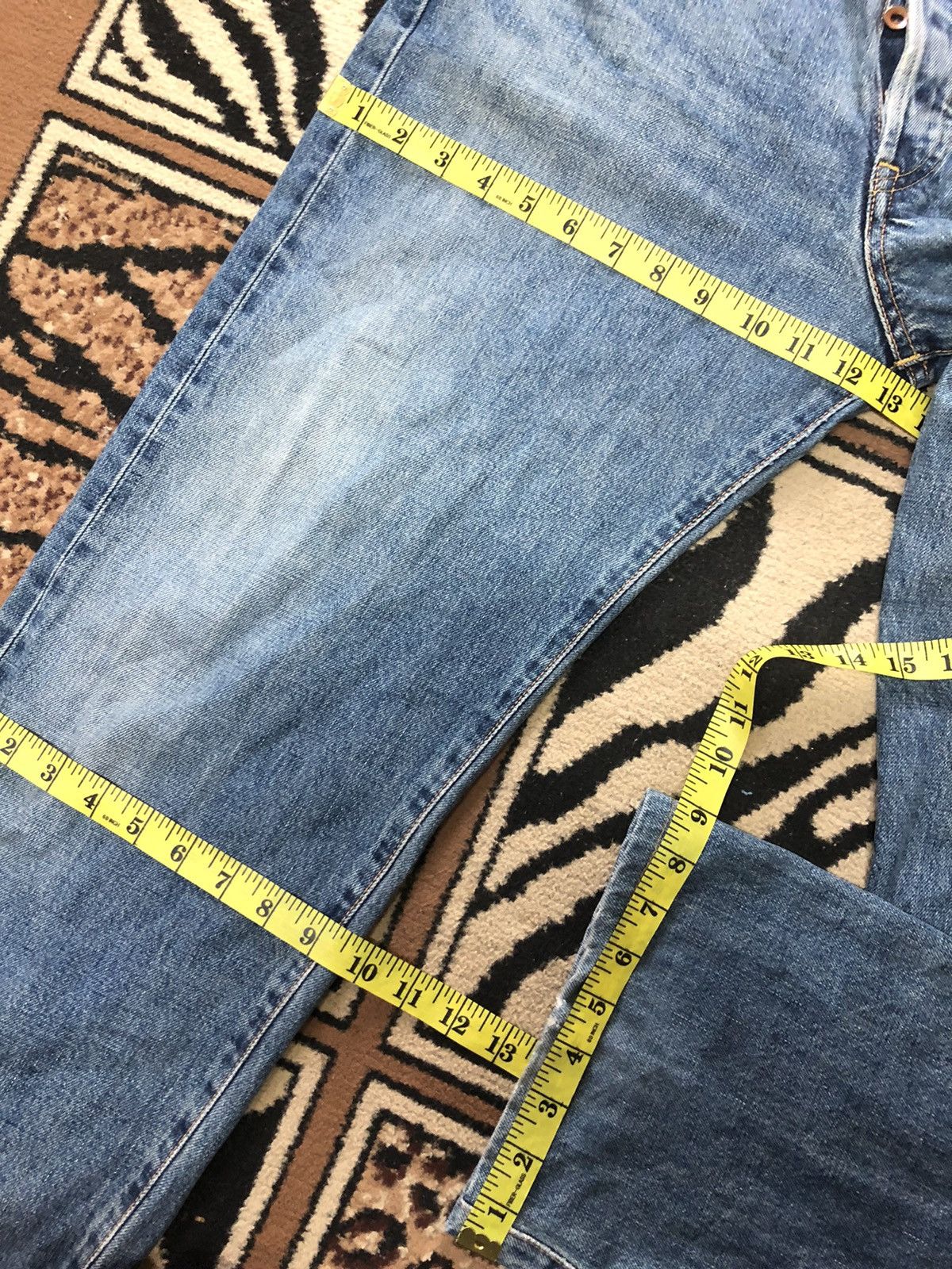 Edwin × Vintage VINTAGE SELVEDGE EDWIN 505x BLUE WASH DISTRESSED DENIM Size US 31 - 17 Thumbnail