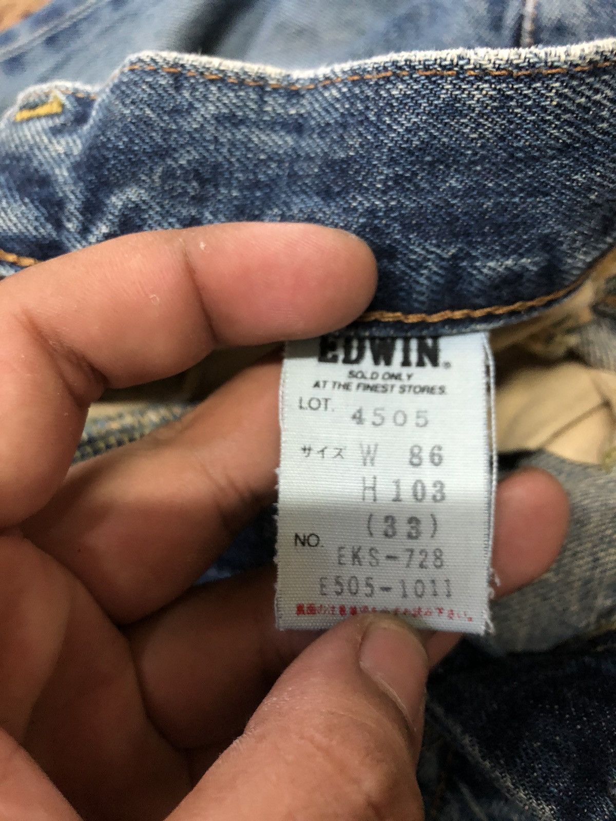 Edwin × Vintage VINTAGE SELVEDGE EDWIN 505x BLUE WASH DISTRESSED DENIM Size US 31 - 7 Thumbnail