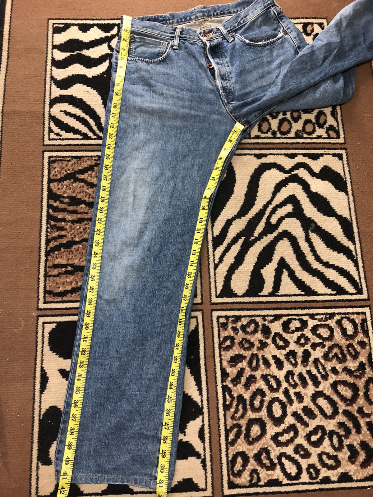 Edwin × Vintage VINTAGE SELVEDGE EDWIN 505x BLUE WASH DISTRESSED DENIM Size US 31 - 16 Thumbnail