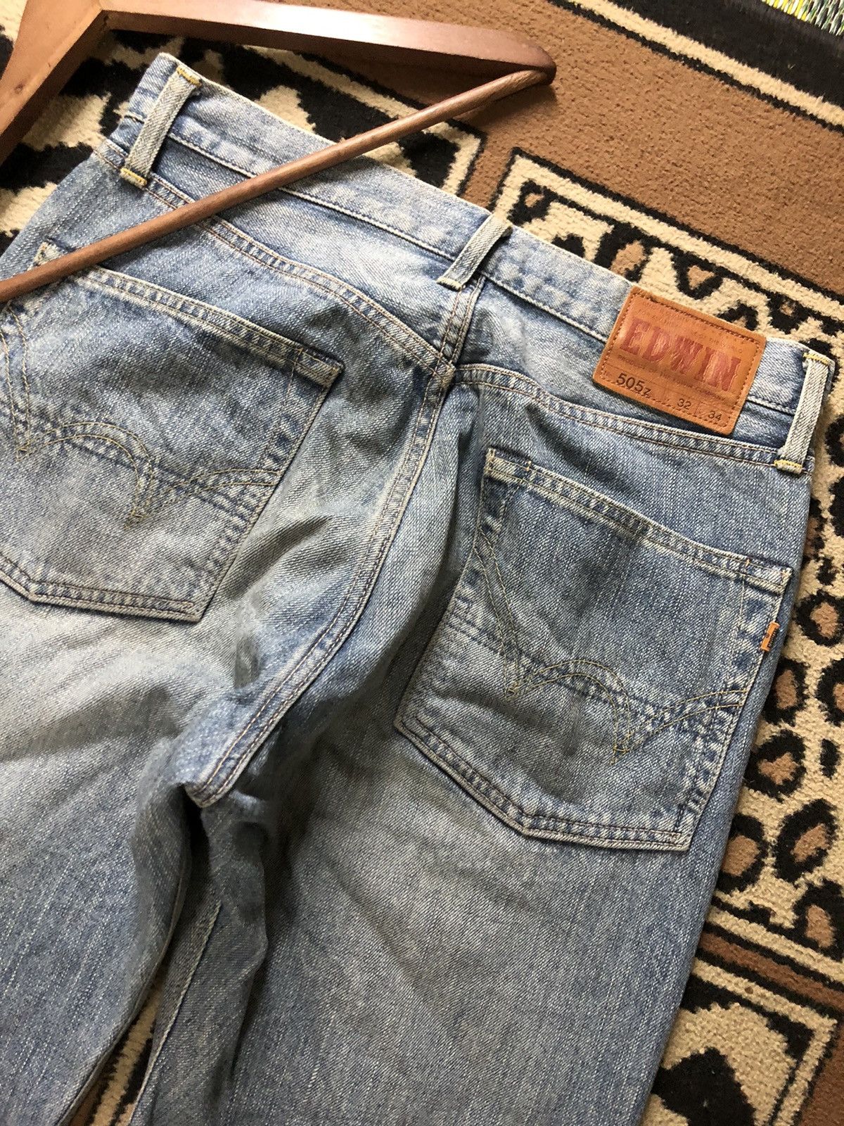 Edwin × Vintage VINTAGE SELVEDGE EDWIN 505z BLUE WASH DISTRESSED DENIM Size US 32 / EU 48 - 10 Thumbnail
