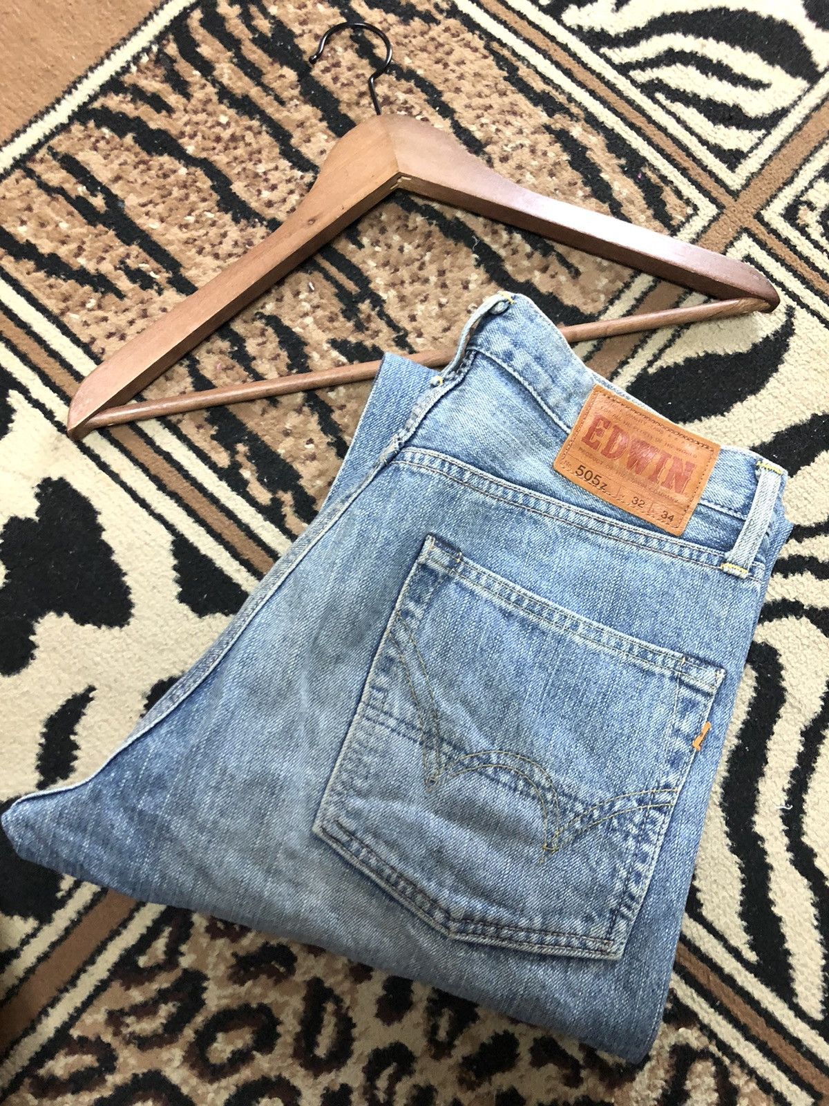 Edwin × Vintage VINTAGE SELVEDGE EDWIN 505z BLUE WASH DISTRESSED DENIM Size US 32 / EU 48 - 18 Thumbnail