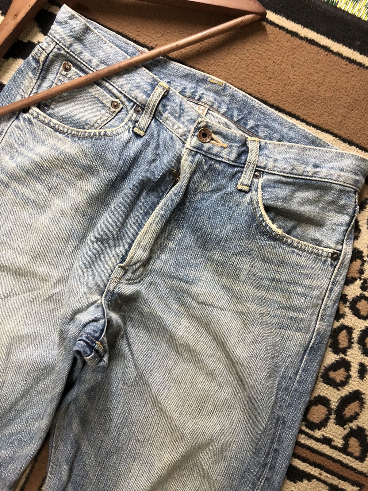 Edwin × Vintage VINTAGE SELVEDGE EDWIN 505z BLUE WASH DISTRESSED DENIM Size US 32 / EU 48 - 2 Thumbnail