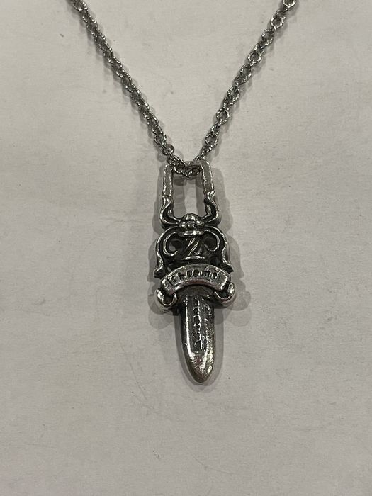 Chrome Hearts RARE Chrome Hearts Dagger Pendant Silver Roll Chain ...