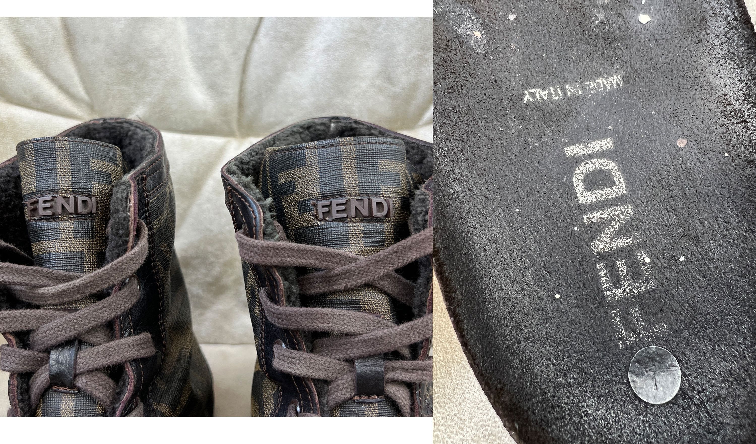 Fendi × Vintage Rare Fendi Zucca Monogram Hi Top Winter Shoes Sneakers Size US 8 / EU 41 - 9 Thumbnail