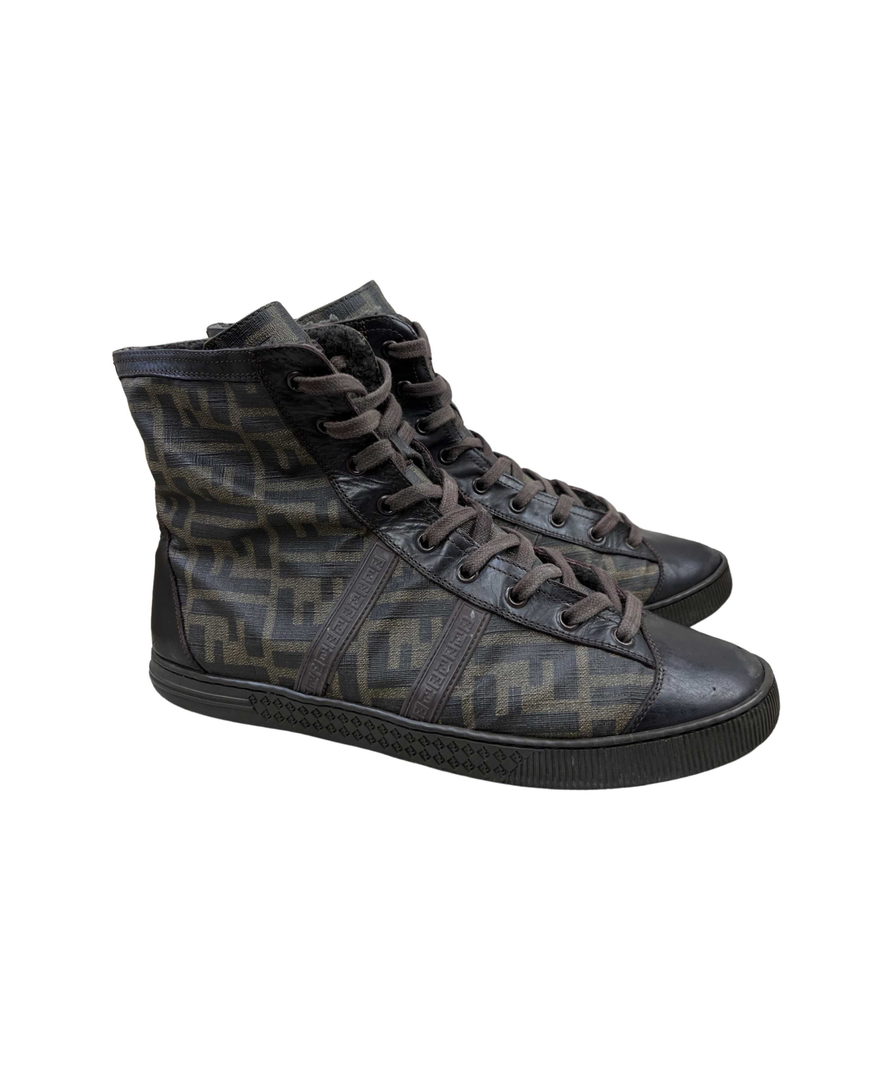 Fendi × Vintage Rare Fendi Zucca Monogram Hi Top Winter Shoes Sneakers Size US 8 / EU 41 - 2 Thumbnail