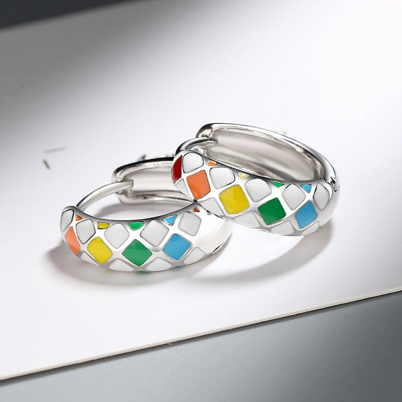 Jewelry Creative Multicolor Checkerboard Earrings Size ONE SIZE - 3 Thumbnail