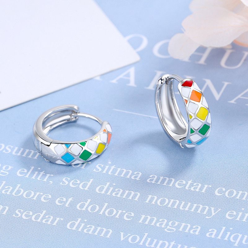 Jewelry Creative Multicolor Checkerboard Earrings Size ONE SIZE - 1 Thumbnail