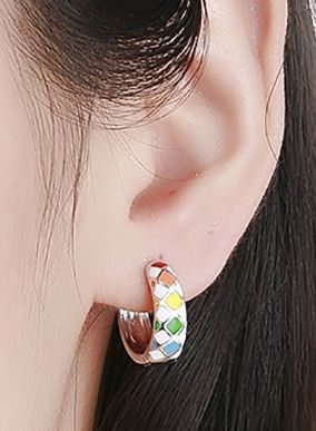 Jewelry Creative Multicolor Checkerboard Earrings Size ONE SIZE - 2 Thumbnail