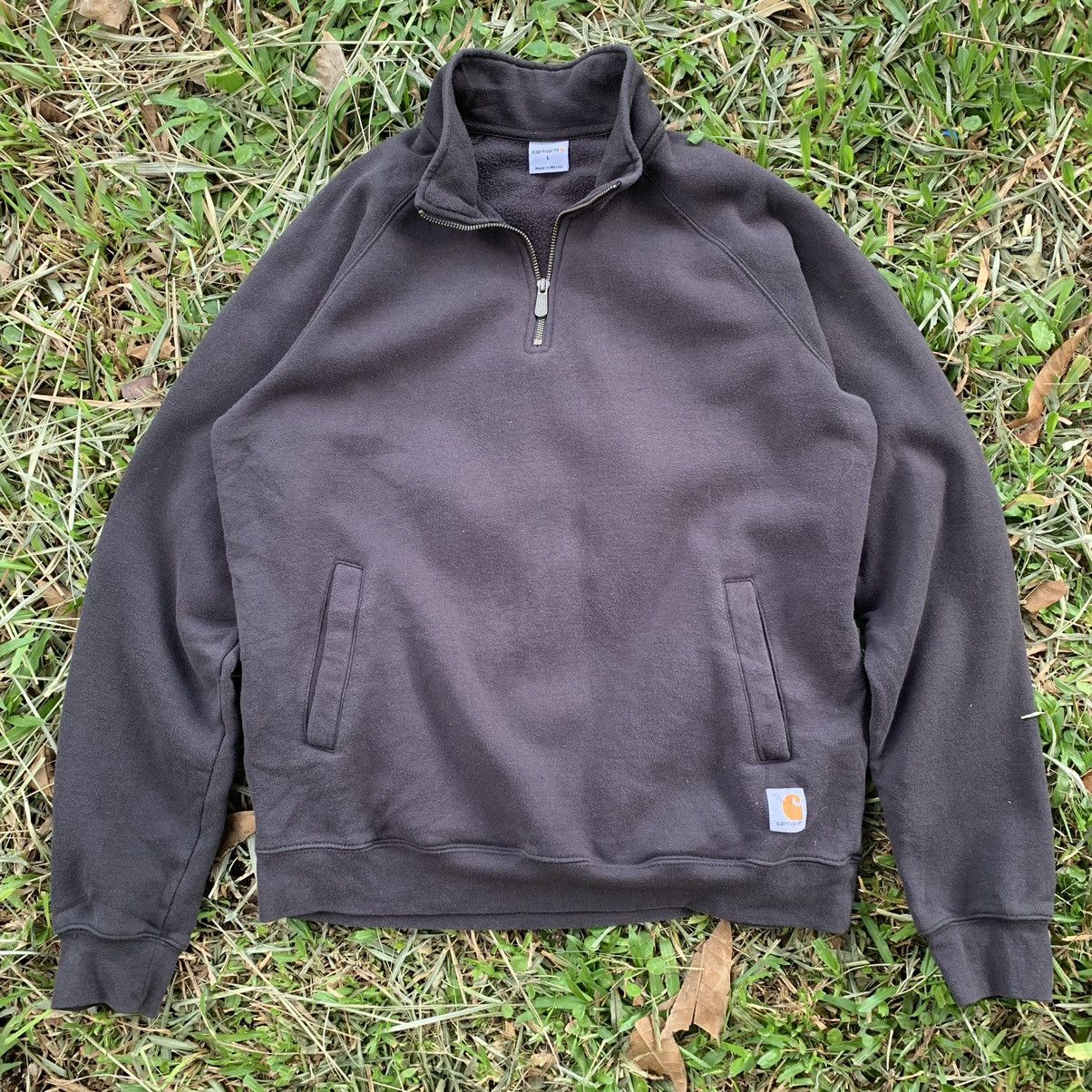 Carhartt Relaxed Fit Half-Zip Sweatshirt, Men's Size L cotton gray type Vintage Second Hand