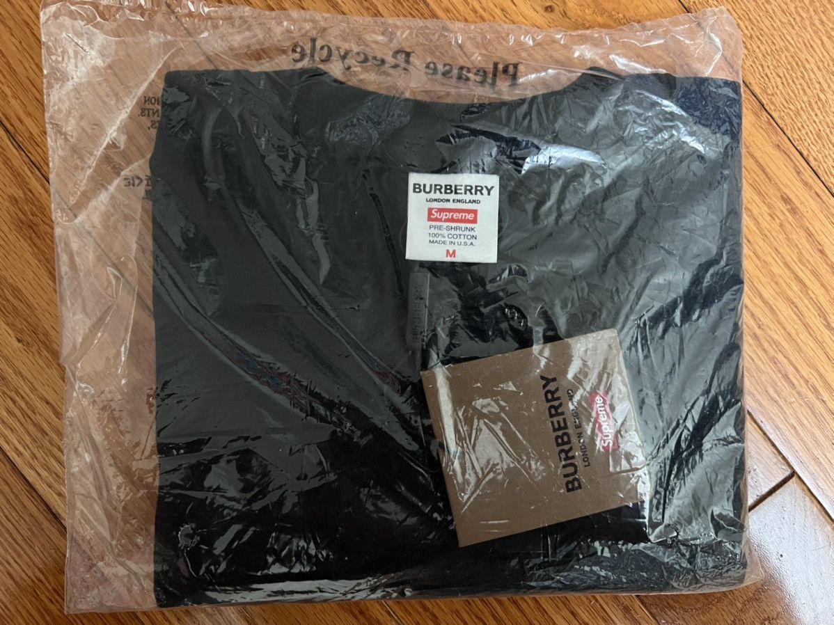Supreme Burberry Box Logo Tee Black Size Medium M NEW 