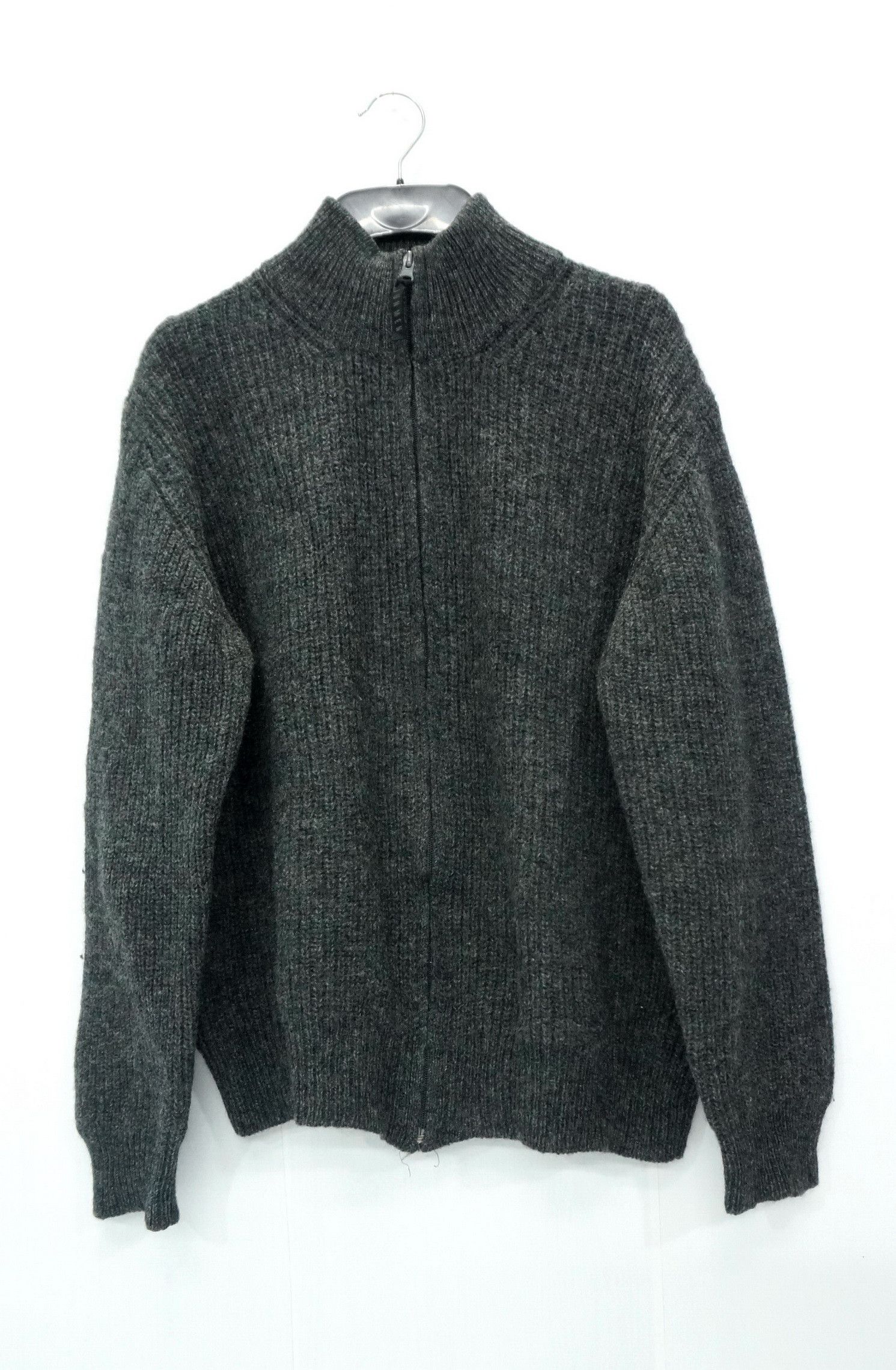 image of Vintage Junmen Zipper Wool Sweater in Dark Grey, Men's (Size Medium)