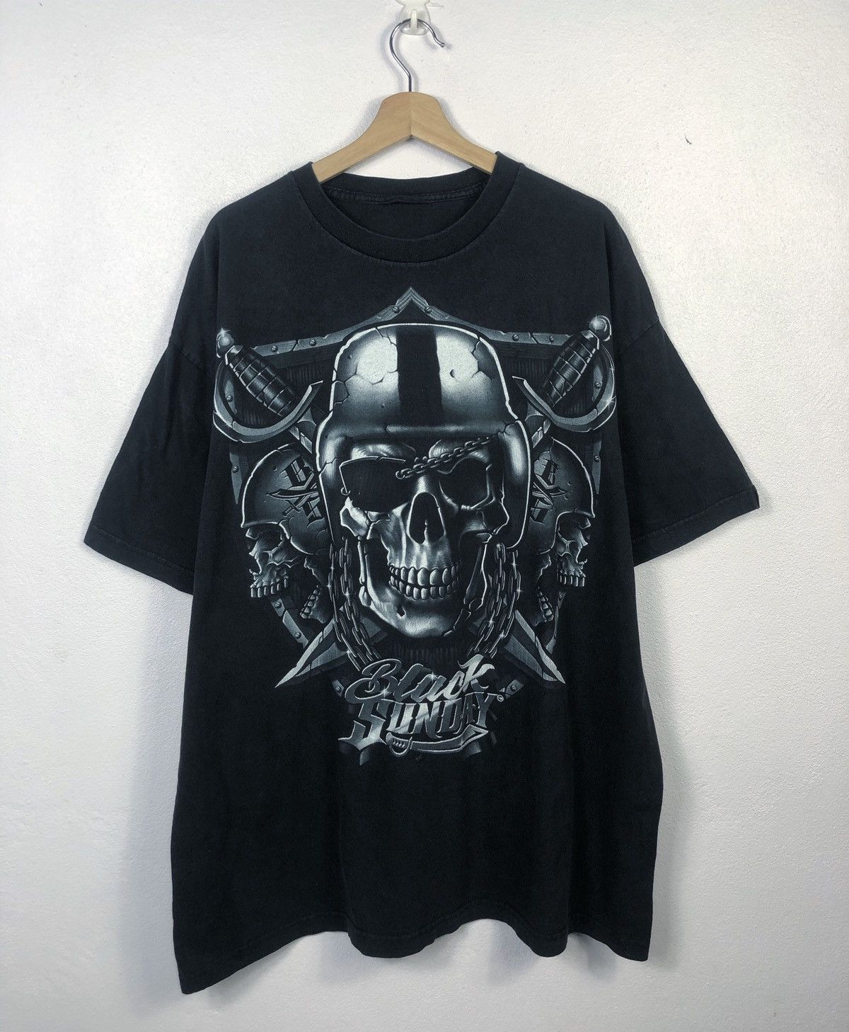 image of Black Sunday Nation For Life Skulls Tee, Men's (Size 2XL)