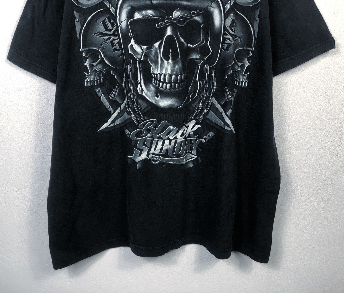 Other Rare Black Sunday Nation For Life Skulls Tee Size US XXL / EU 58 / 5 - 4 Thumbnail