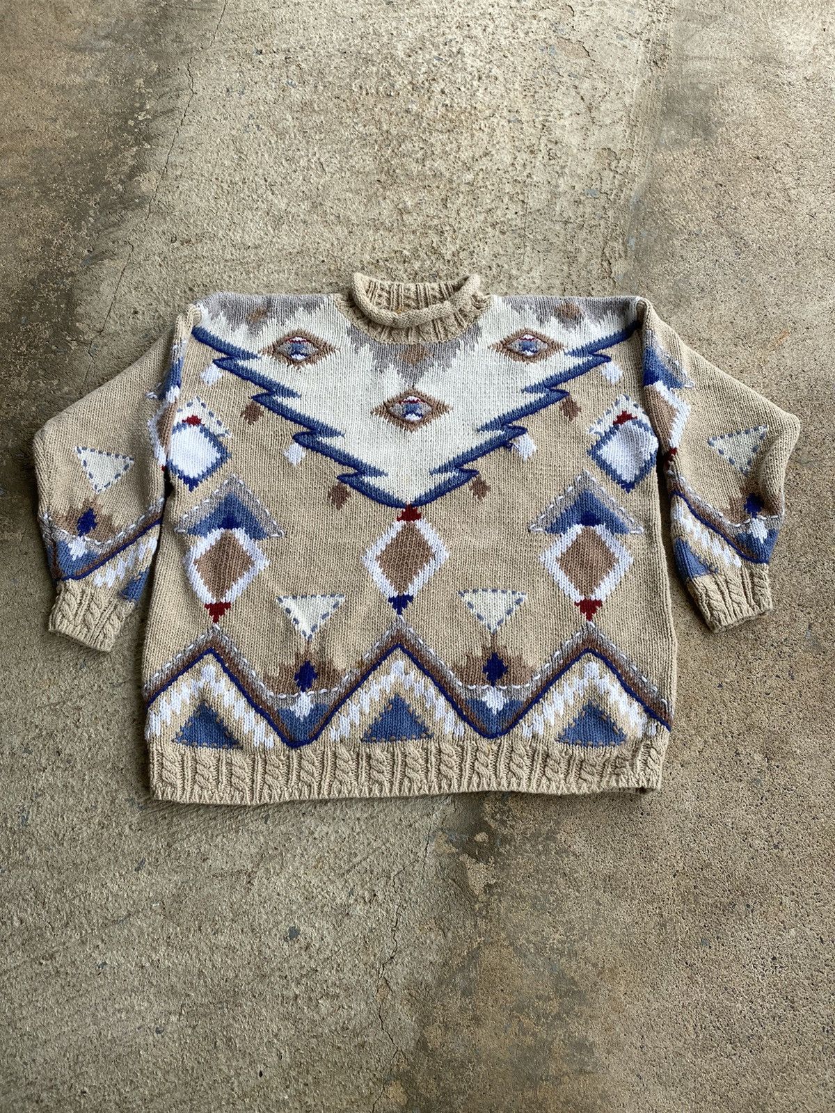 Japanese Brand × Vintage Vintage 90’s Aztec Navajo Knit Sweater Size M / US 6-8 / IT 42-44 - 1 Thumbnail