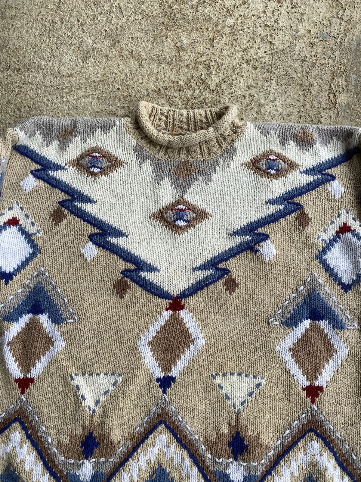 Japanese Brand × Vintage Vintage 90’s Aztec Navajo Knit Sweater Size M / US 6-8 / IT 42-44 - 2 Thumbnail