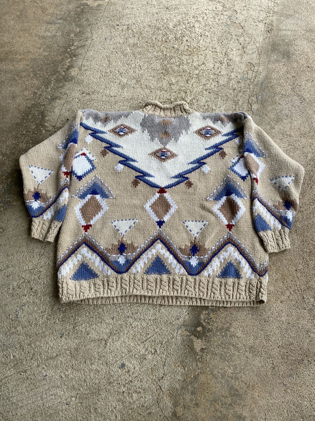 Japanese Brand × Vintage Vintage 90’s Aztec Navajo Knit Sweater Size M / US 6-8 / IT 42-44 - 5 Thumbnail