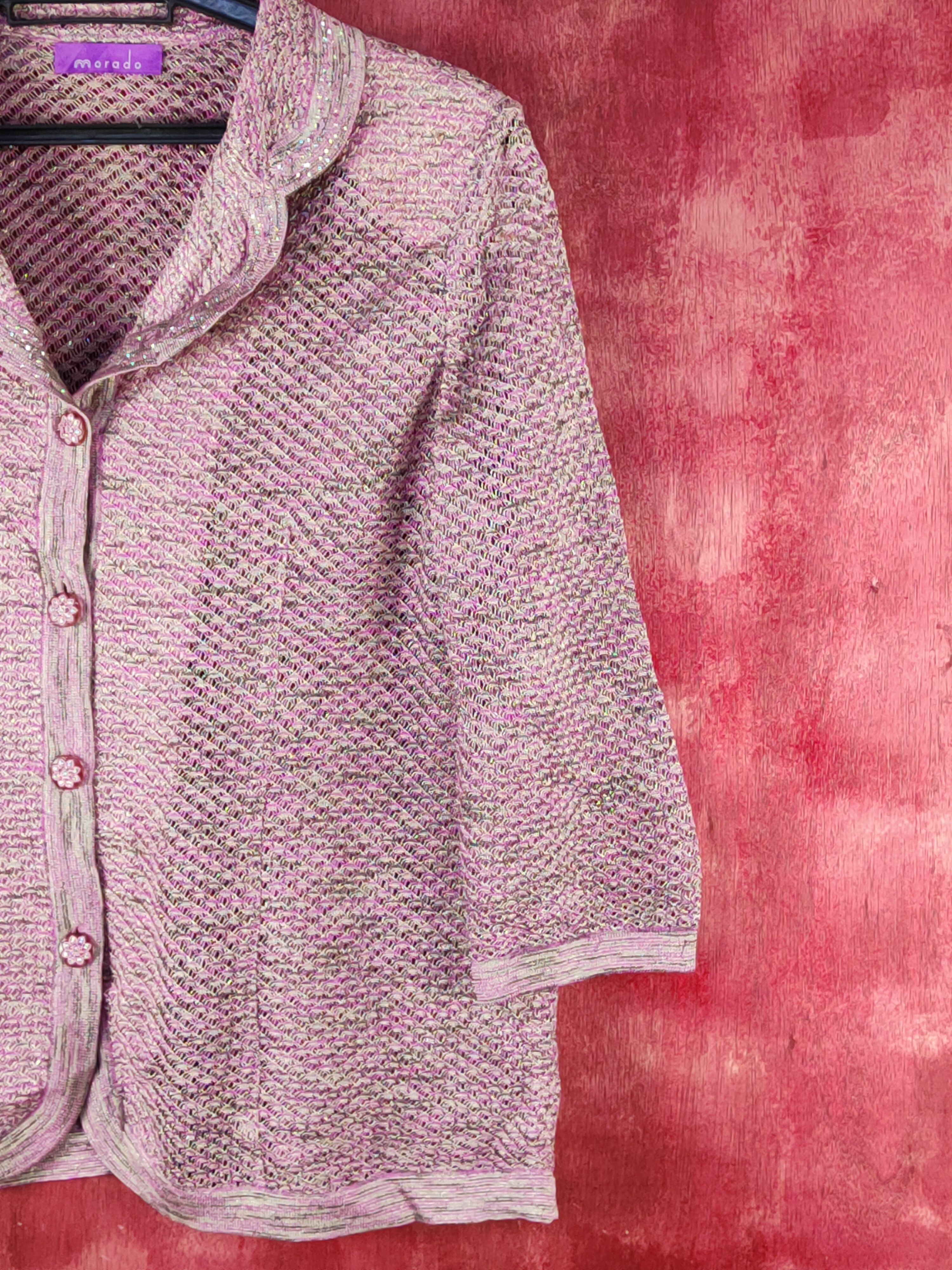 Homespun Knitwear × Japanese Brand Morado Purple/Pink button cardigan Knitwear #S1009 Size M / US 6-8 / IT 42-44 - 4 Thumbnail