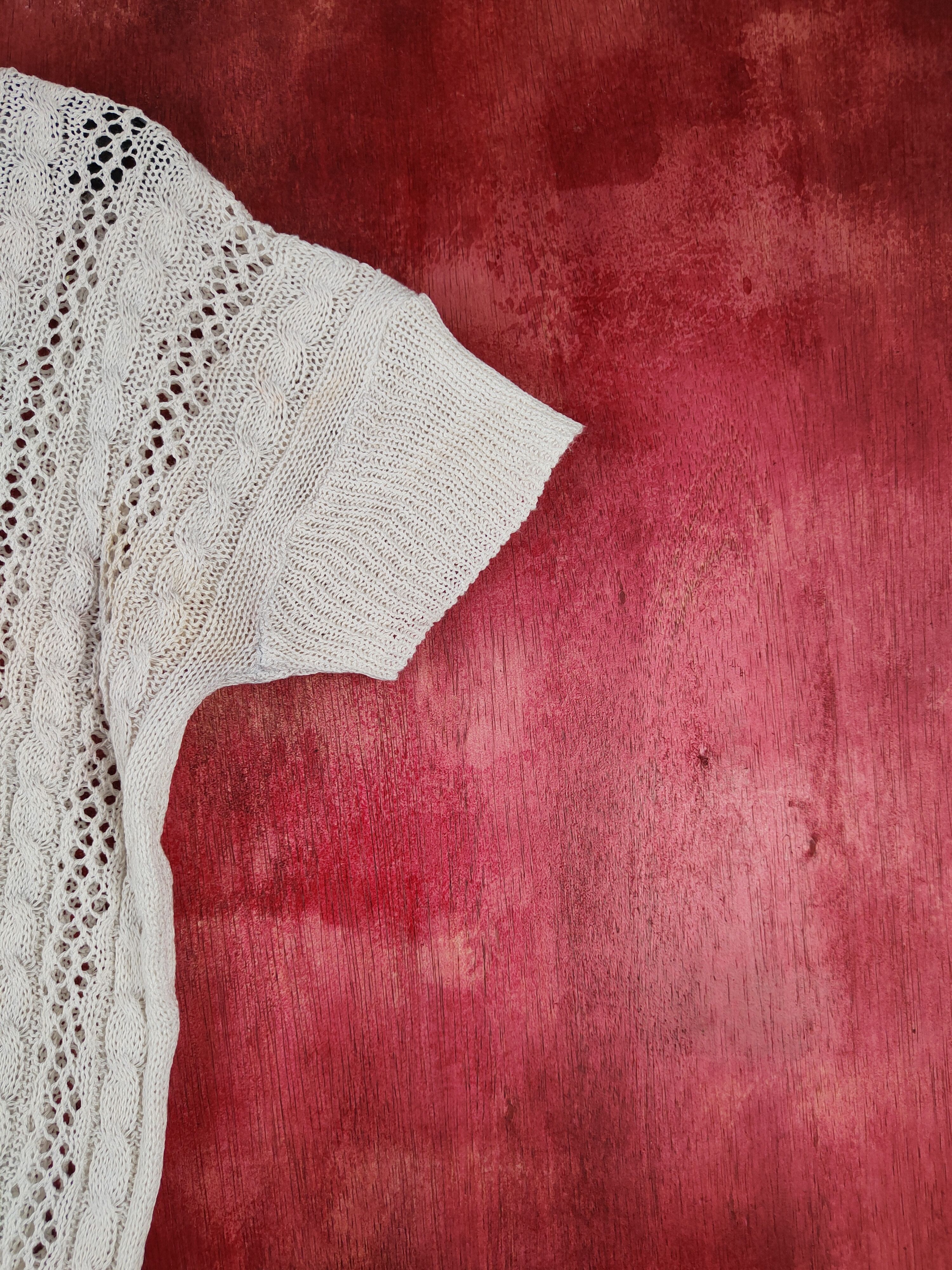 Homespun Knitwear Japanese Brand White Crochet Meshnet Crop Tops #S1004 Size M / US 6-8 / IT 42-44 - 6 Thumbnail