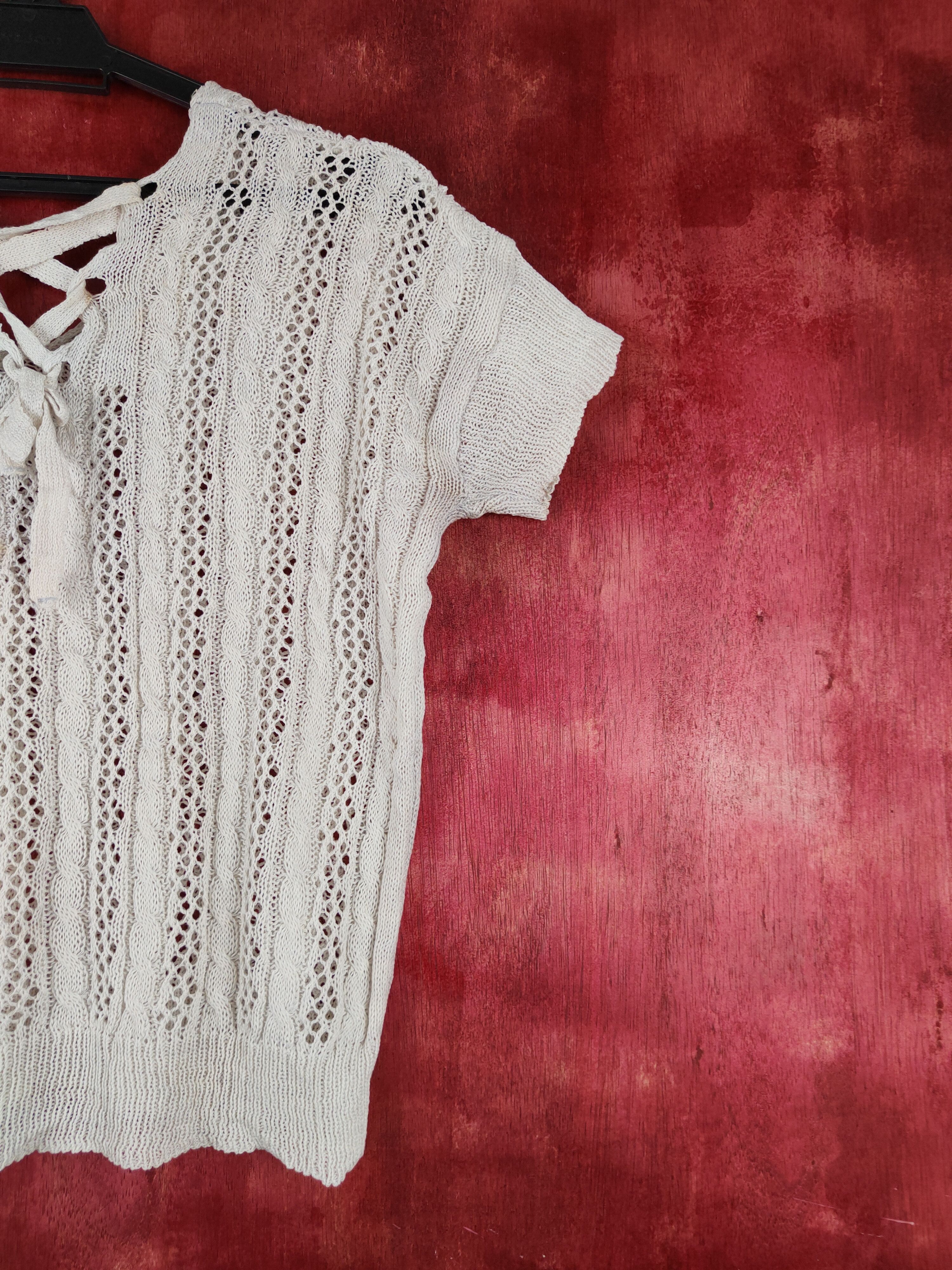 Homespun Knitwear Japanese Brand White Crochet Meshnet Crop Tops #S1004 Size M / US 6-8 / IT 42-44 - 10 Thumbnail