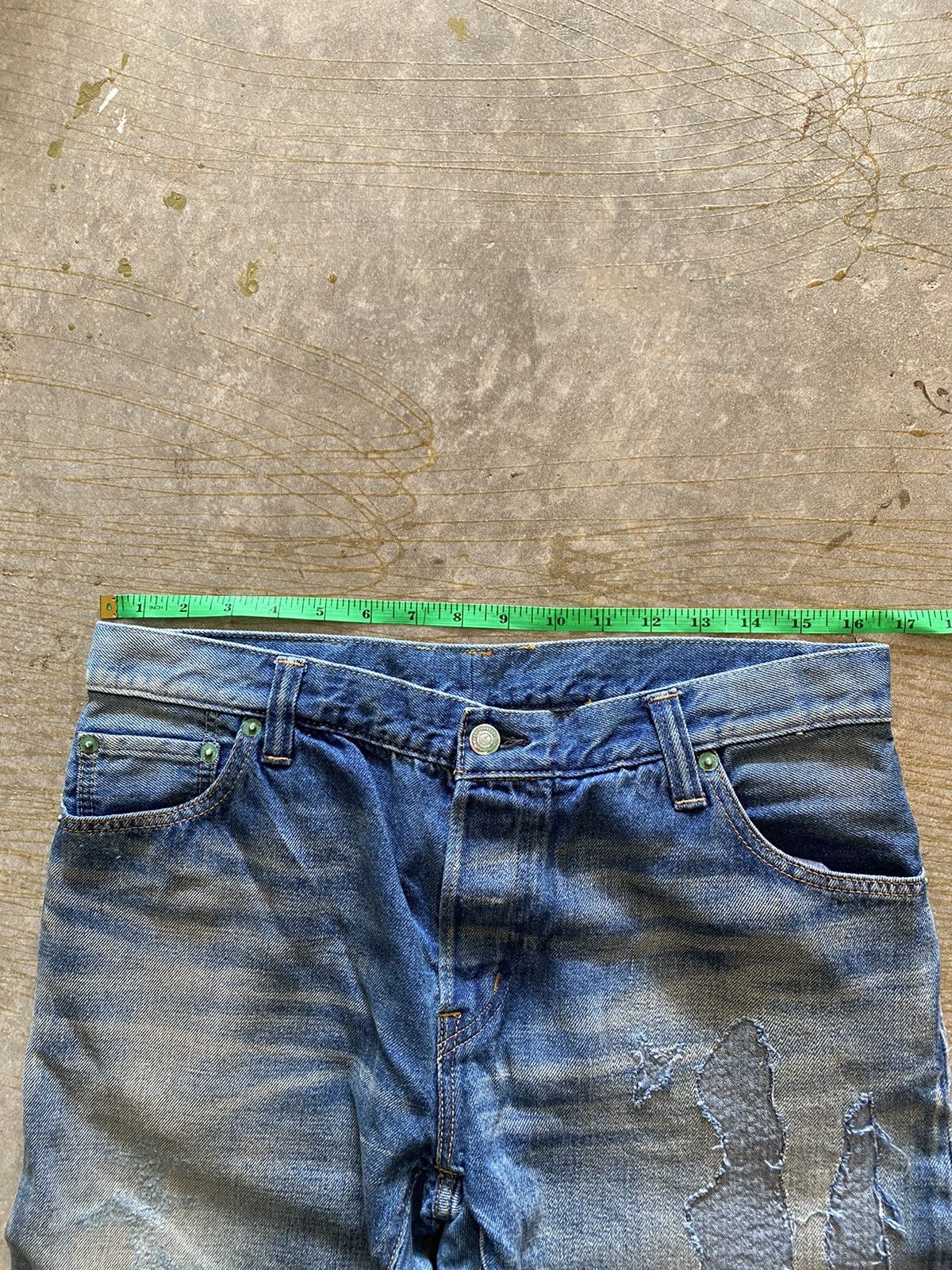 Swagger Repaired distressed wash denim Size US 33 - 14 Thumbnail