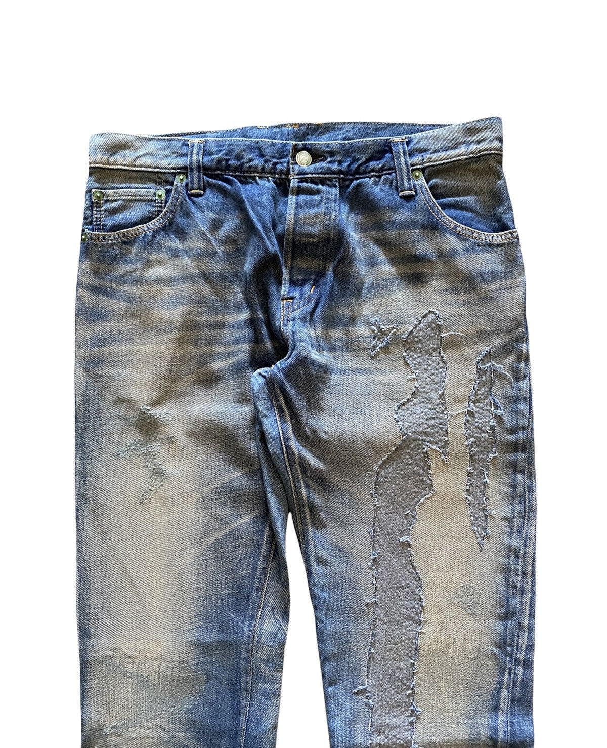 Swagger Repaired distressed wash denim Size US 33 - 1 Thumbnail