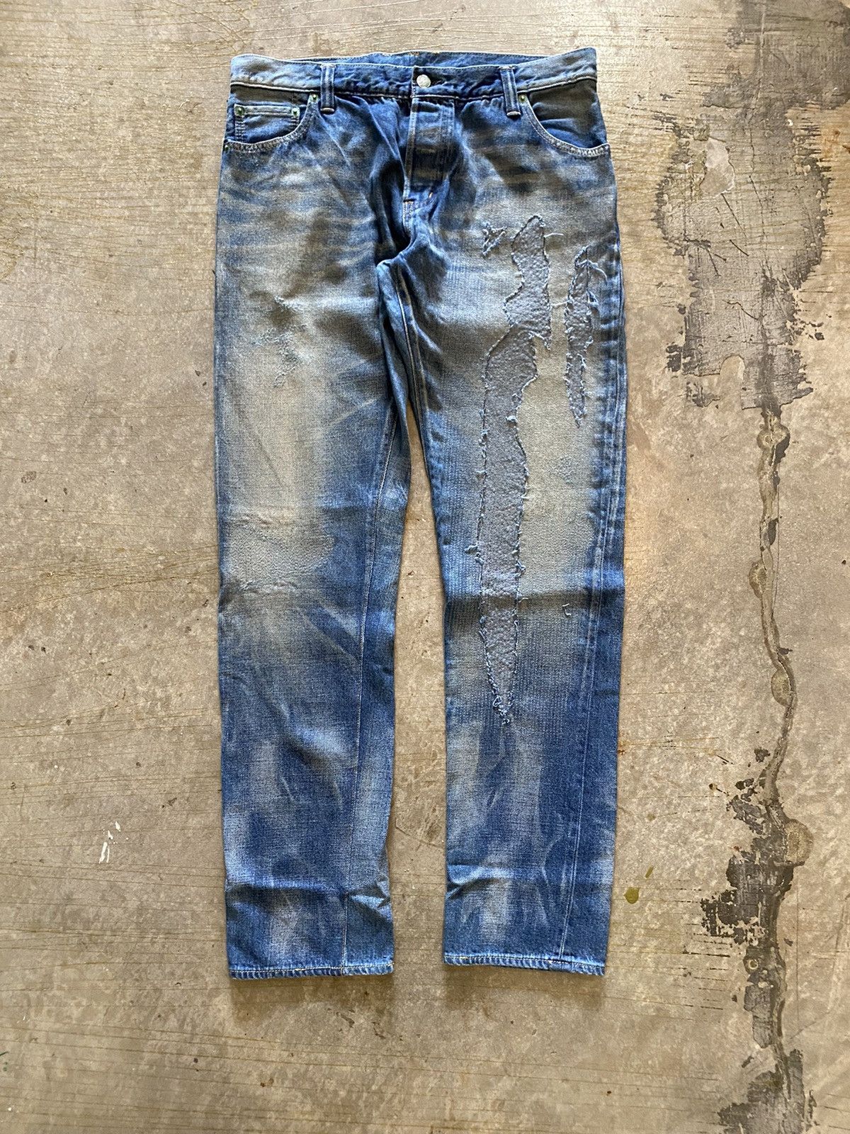 Swagger Repaired distressed wash denim Size US 33 - 2 Thumbnail