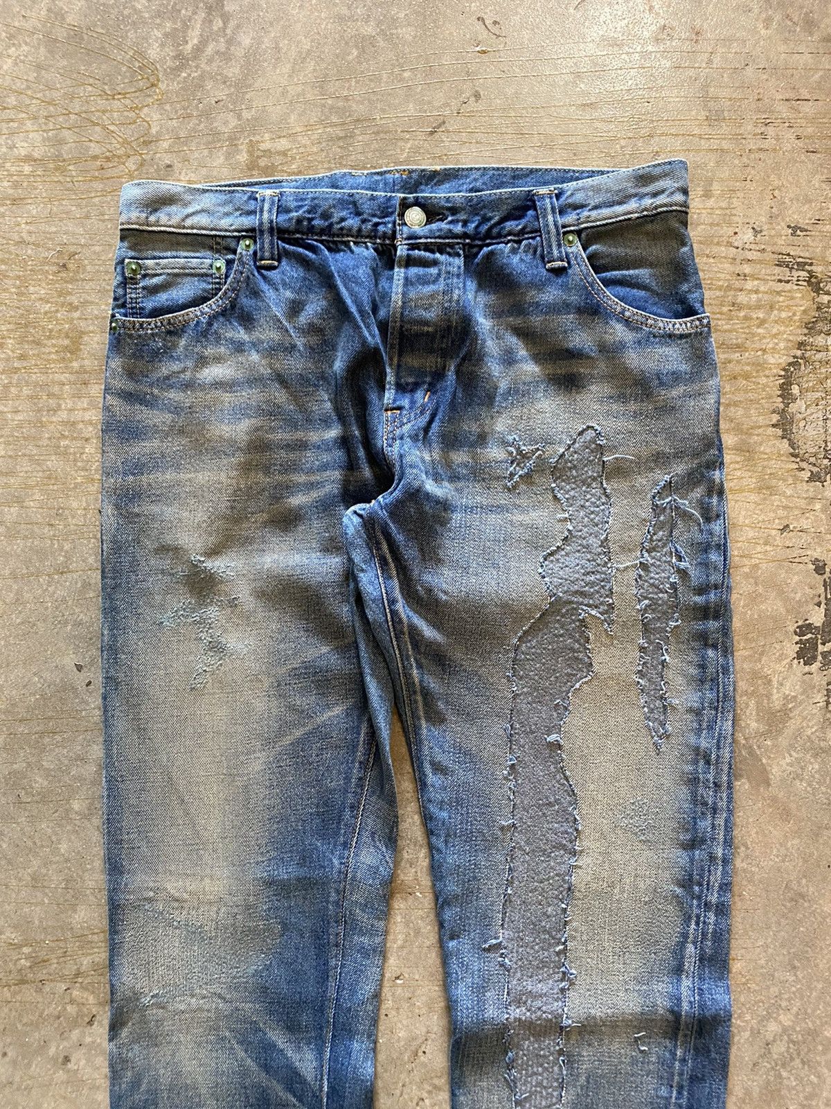 Swagger Repaired distressed wash denim Size US 33 - 3 Thumbnail