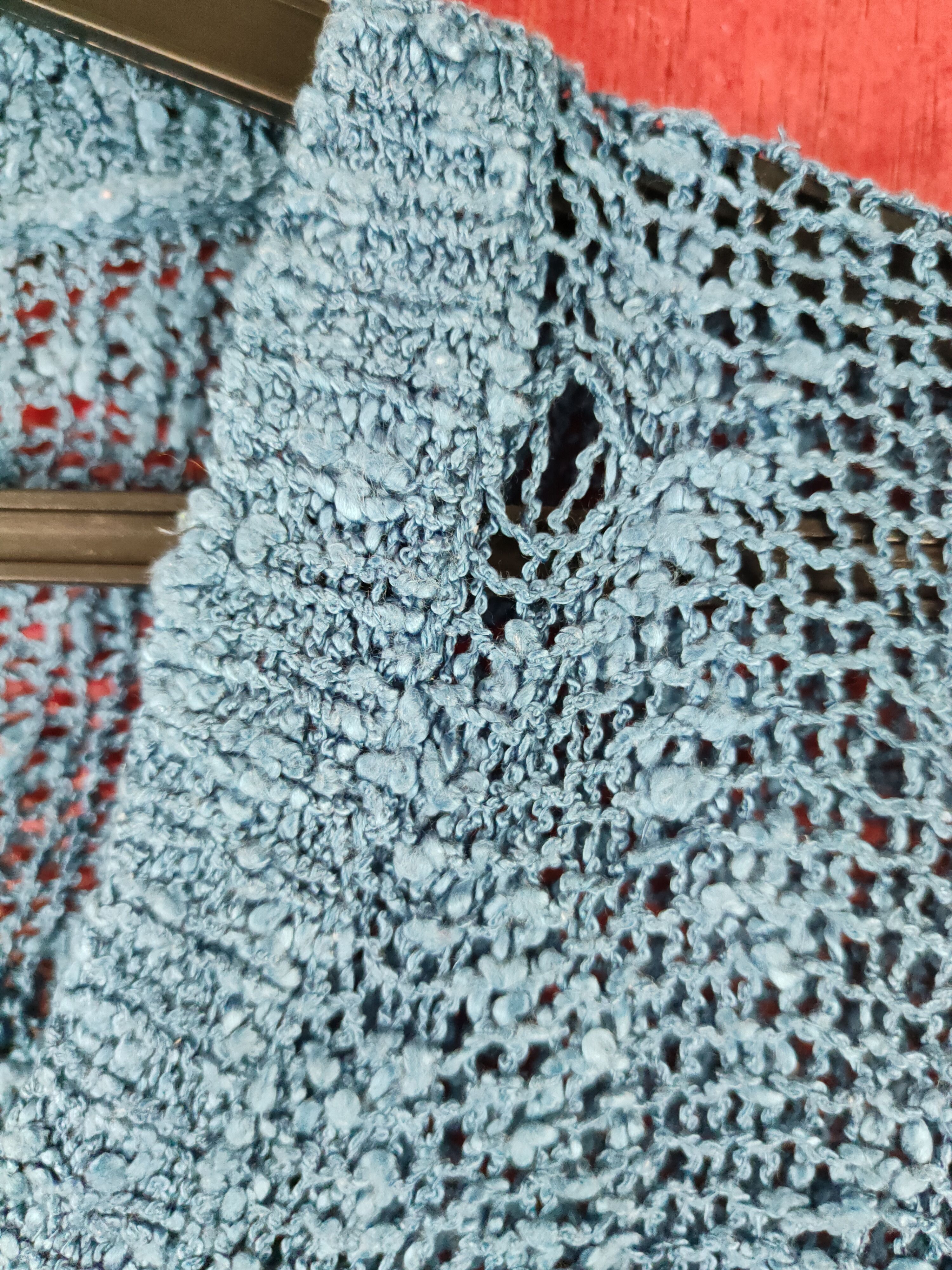 Homespun Knitwear Striking Blue Crochet Meshnet Knitwear Crop Tops #S989 Size L / US 10 / IT 46 - 5 Thumbnail