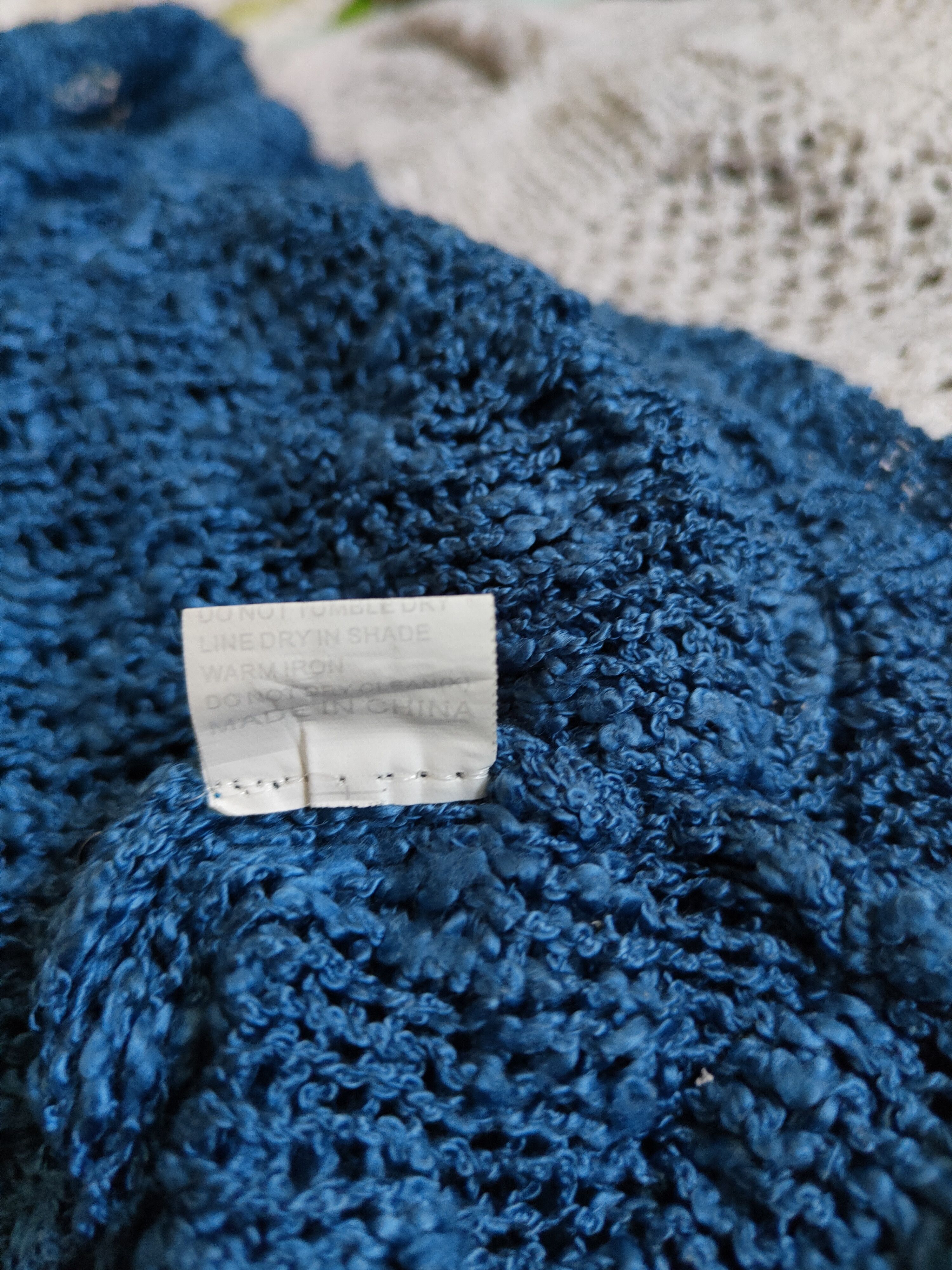 Homespun Knitwear Striking Blue Crochet Meshnet Knitwear Crop Tops #S989 Size L / US 10 / IT 46 - 11 Thumbnail