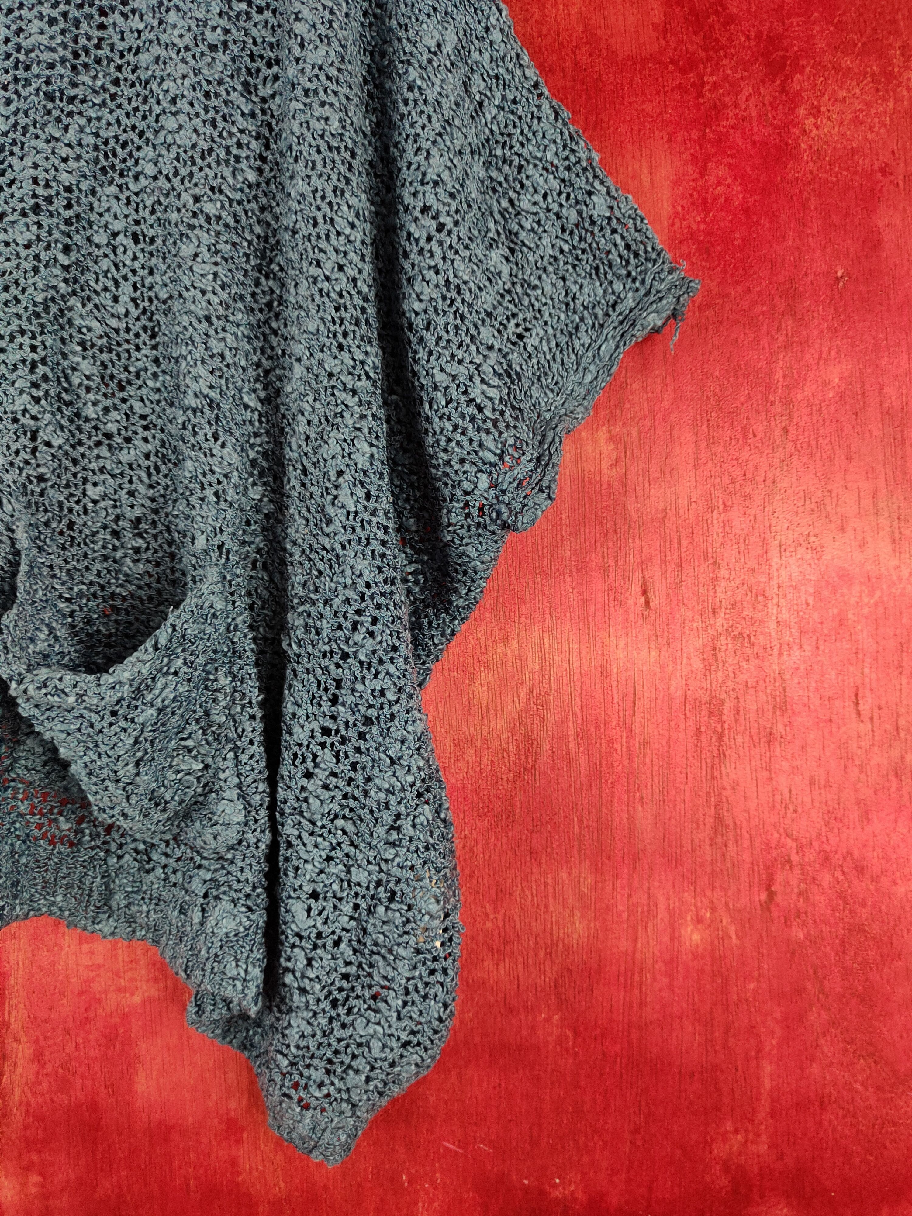 Homespun Knitwear Striking Blue Crochet Meshnet Knitwear Crop Tops #S989 Size L / US 10 / IT 46 - 7 Thumbnail