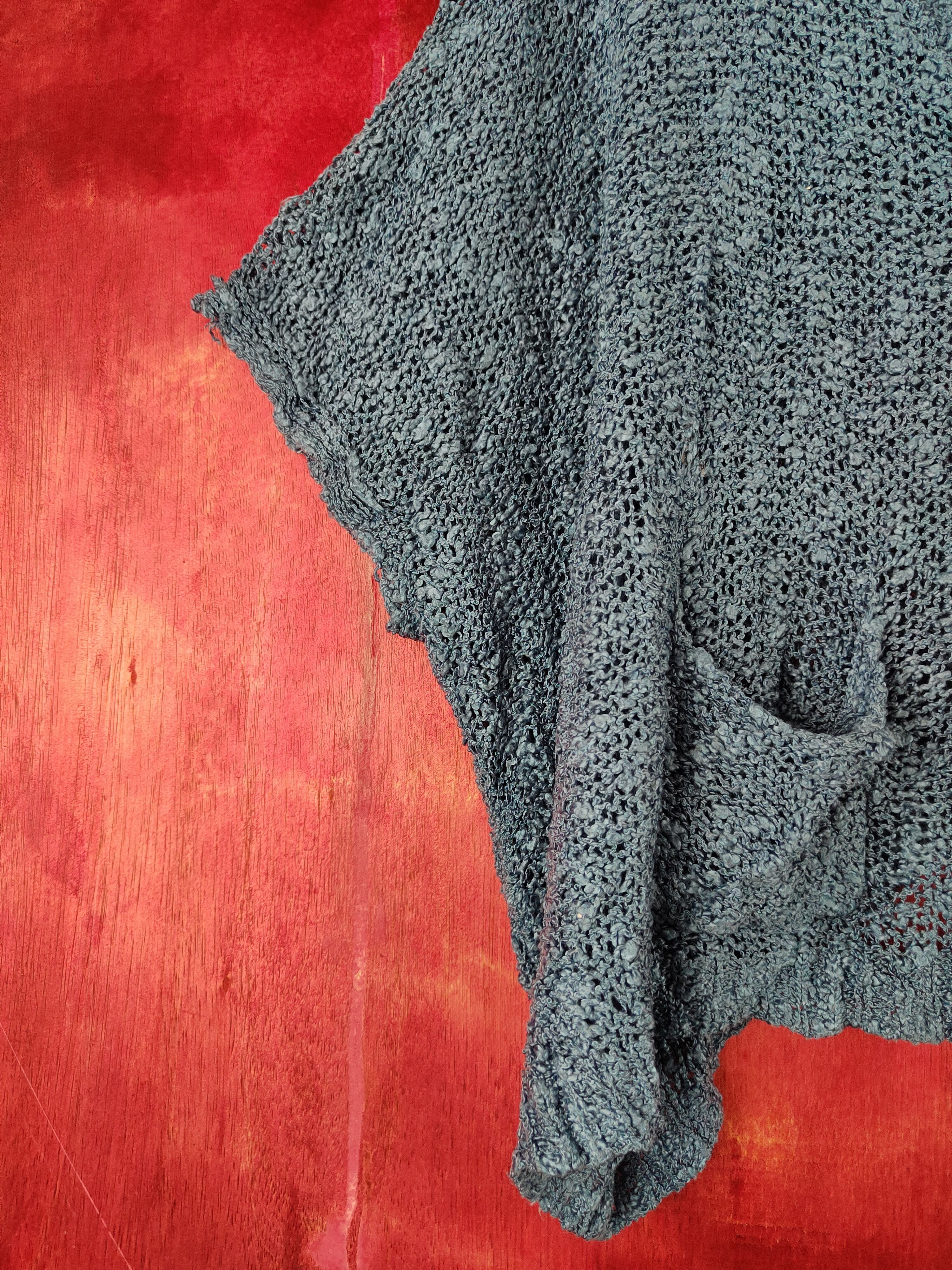 Homespun Knitwear Striking Blue Crochet Meshnet Knitwear Crop Tops #S989 Size L / US 10 / IT 46 - 4 Thumbnail