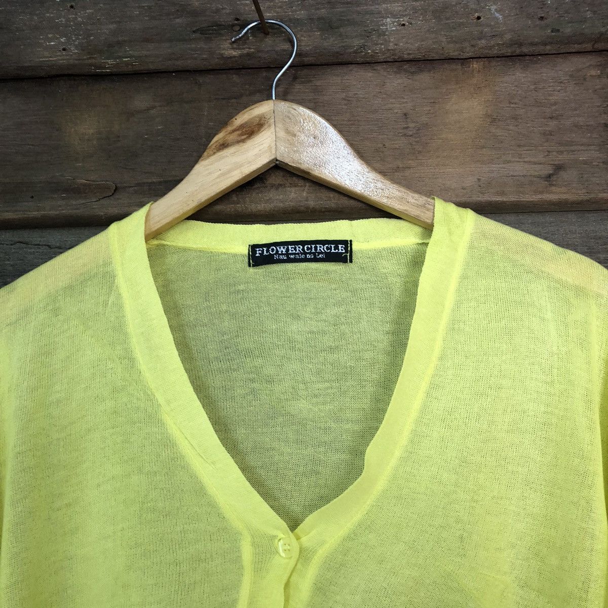 Homespun Knitwear Flower Corole Yellow crochet meshnet knitwear Cardigan #7251 Size S / US 4 / IT 40 - 4 Thumbnail