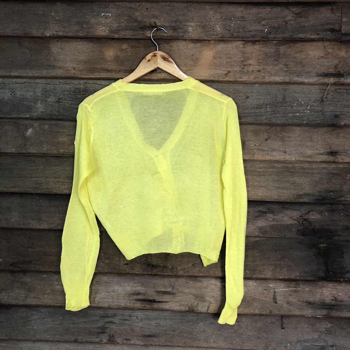 Homespun Knitwear Flower Corole Yellow crochet meshnet knitwear Cardigan #7251 Size S / US 4 / IT 40 - 10 Thumbnail