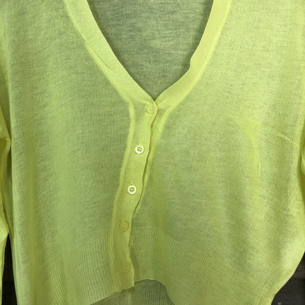 Homespun Knitwear Flower Corole Yellow crochet meshnet knitwear Cardigan #7251 Size S / US 4 / IT 40 - 5 Thumbnail