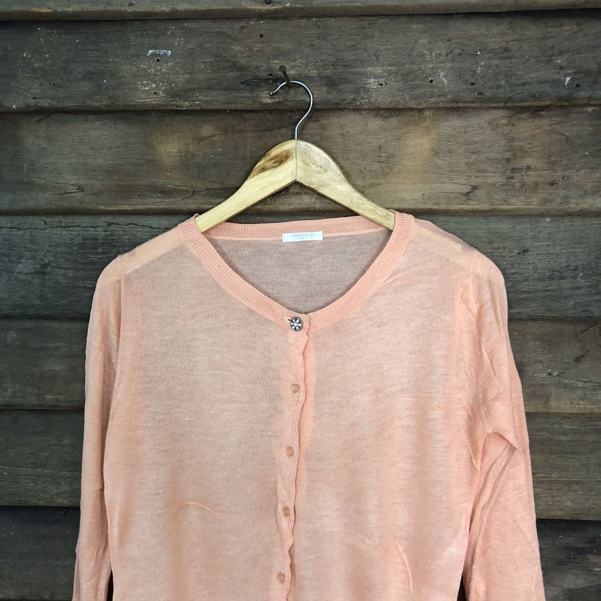Japanese Brand Cinema Club Pink Patterned meshnet thin Cardigans #7234 Size M / US 6-8 / IT 42-44 - 2 Thumbnail